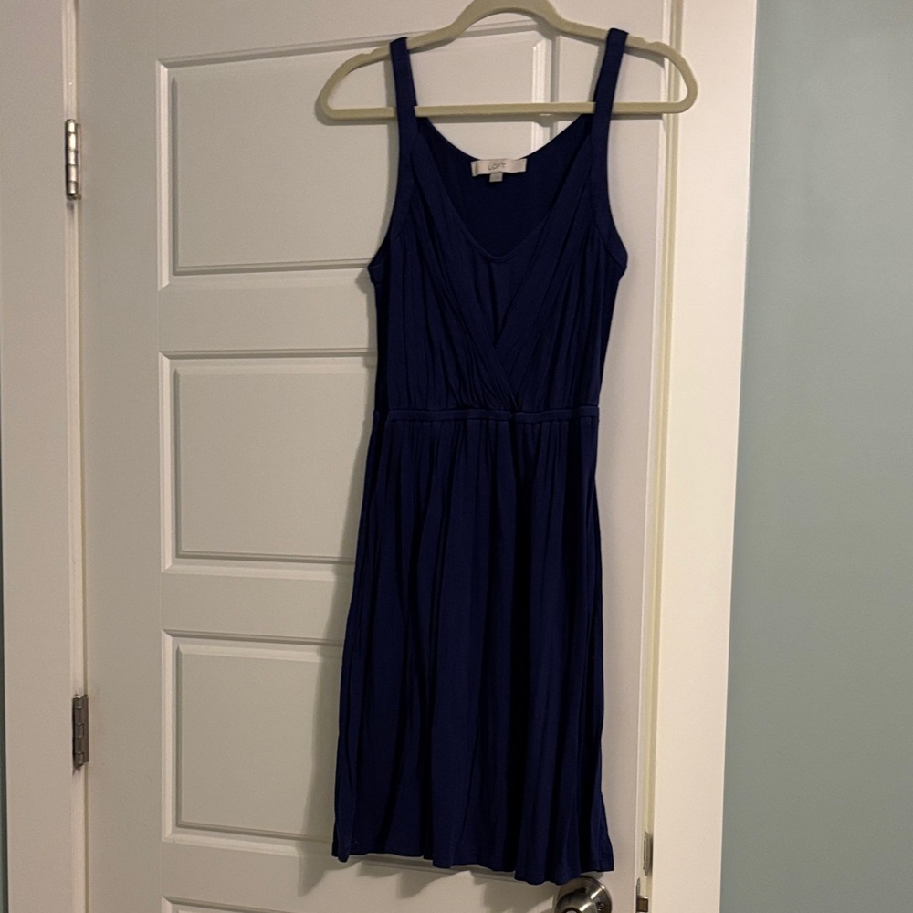 LOFT Navy Sleeveless Midi Dress